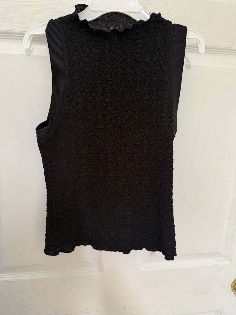 Anthropologie Black Textured Mock Neck Sleeveless Tank